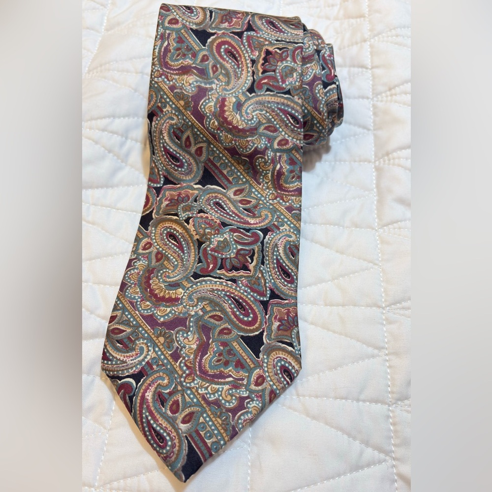 Vintage Christian Dior Monsieur Paisley Tie Ribbed Texture Multicolor 57” x 4”